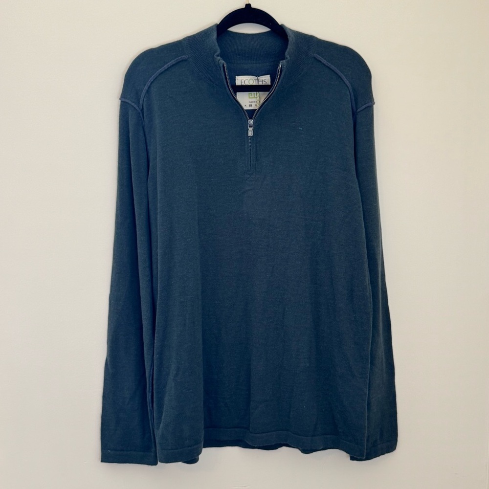 NWT Ecoths Atticus 1/4 Zip Put Together Pullover Merino Wool Green Gables Mens L